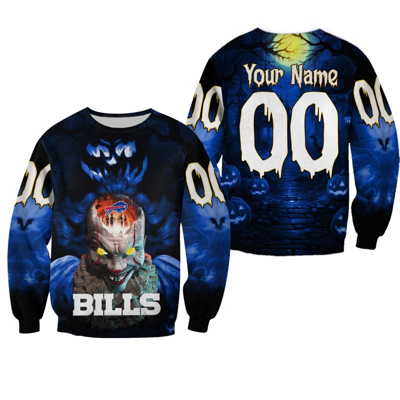 Buffalo Bills Mad IT Personalized Name Halloween All Over Print Sweatshirt