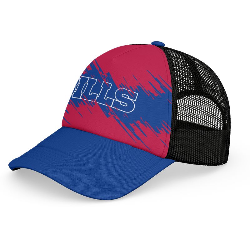 Buffalo Bills Mesh Back Cap Scratch Paint Color Pattern Baseball Cap left side