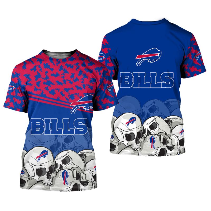 Buffalo Bills Mutiple Skull Camo All Over Print Shirt