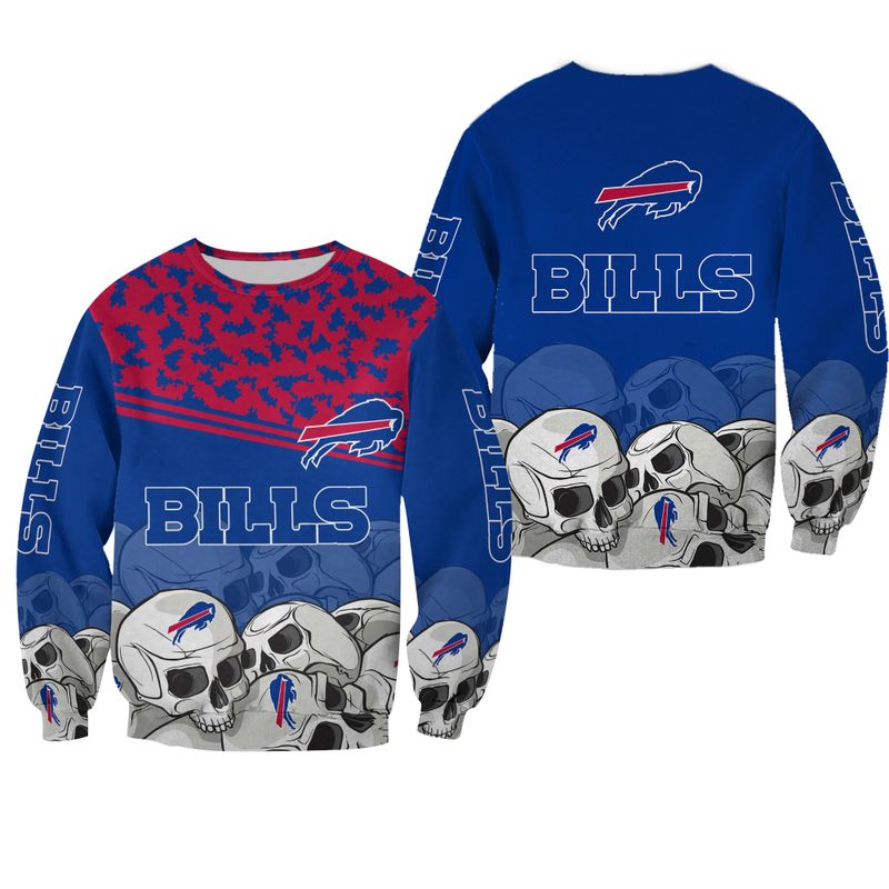 Buffalo Bills Mutiple Skull Camo All Over Print Sweatshirt