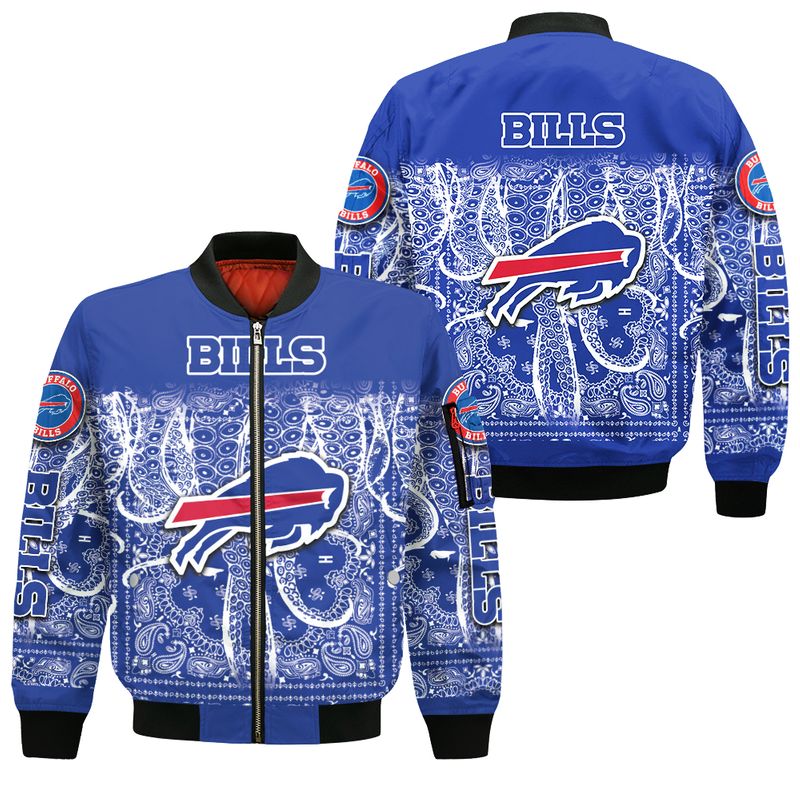 Buffalo Bills Paisley Wave All Over Print Bomber Jacket