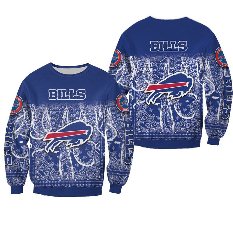 Buffalo Bills Paisley Wave All Over Print Sweatshirt