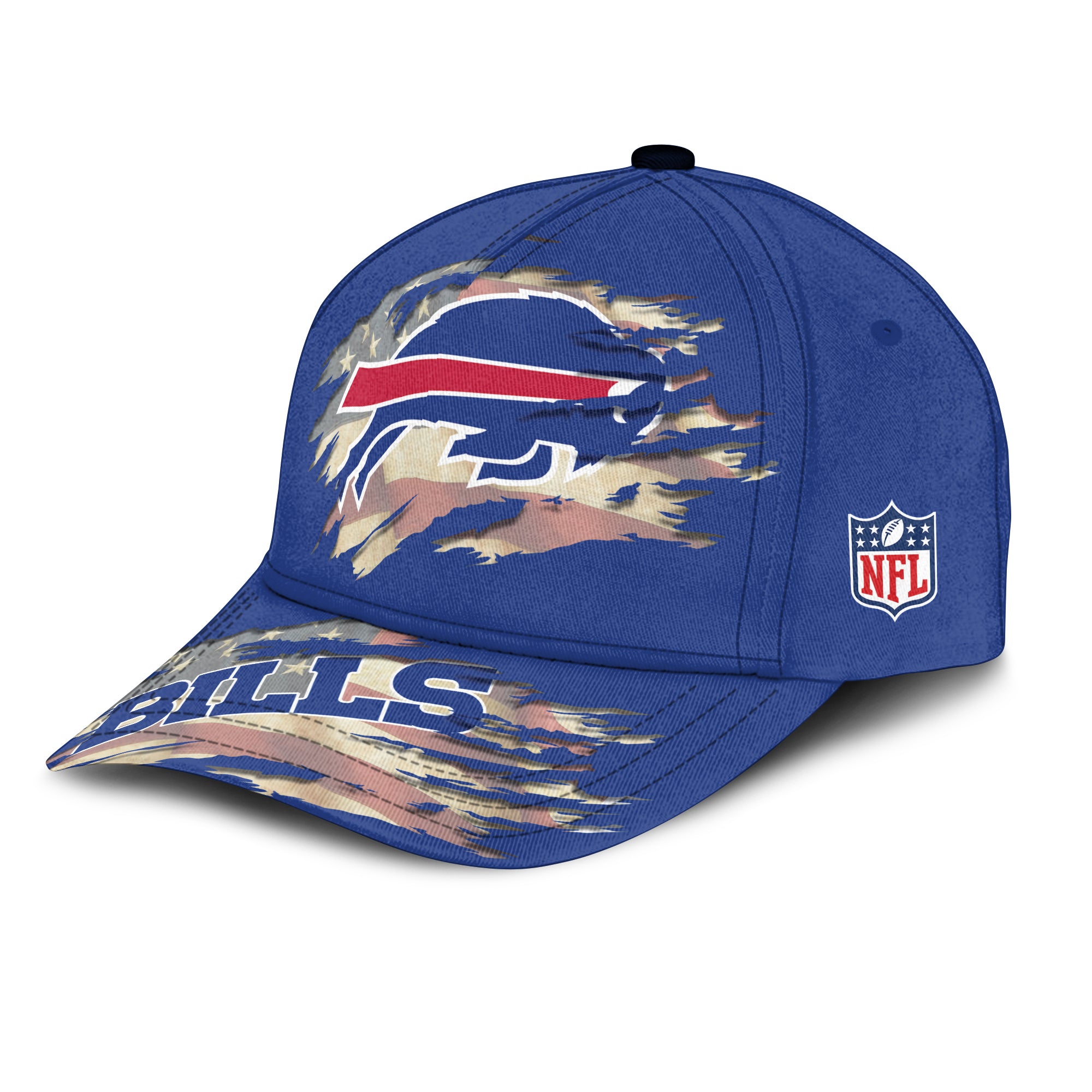 Buffalo Bills Patriotic Rip Snapback Baseball Cap right side