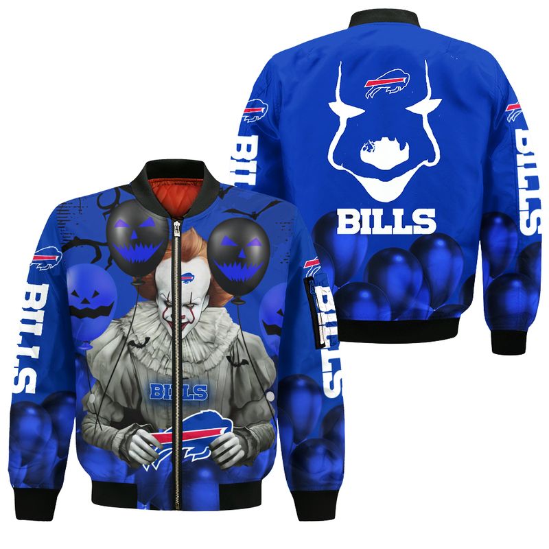 Buffalo Bills Pennywise the Dancing Clown IT Hallowen Bomber Jacket