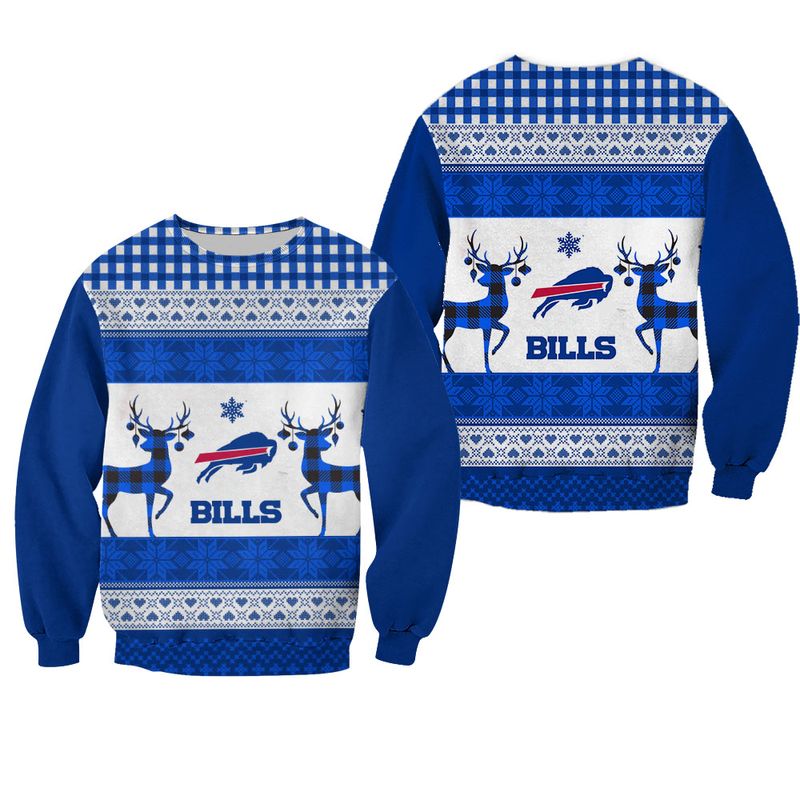 Buffalo Bills Plaid Reindeer Christmas Sweatshirt