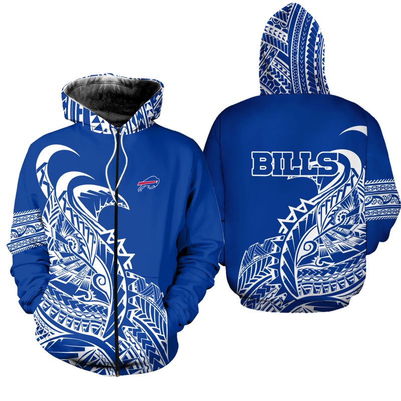 Buffalo Bills Polynesian Tribal All Over Print Zip Hoodie