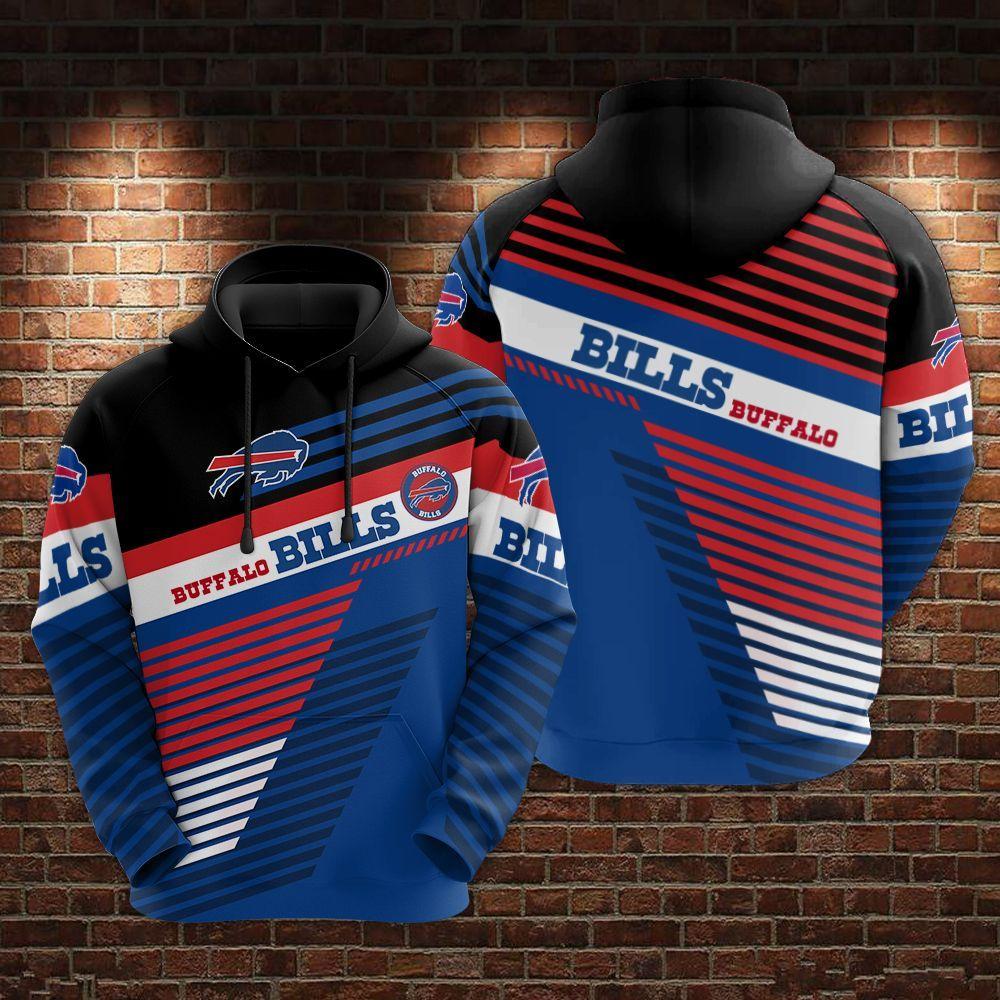 Buffalo Bills Retro Stripes All Over Print Hoodie