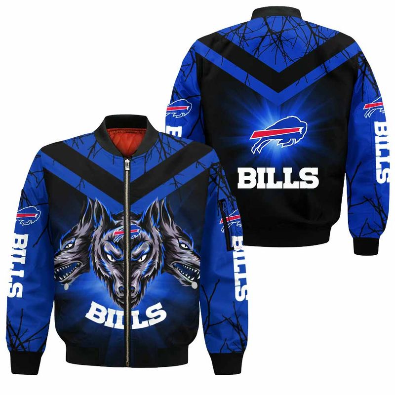 Buffalo Bills Shadow Wolf All Over Print Bomber Jacket