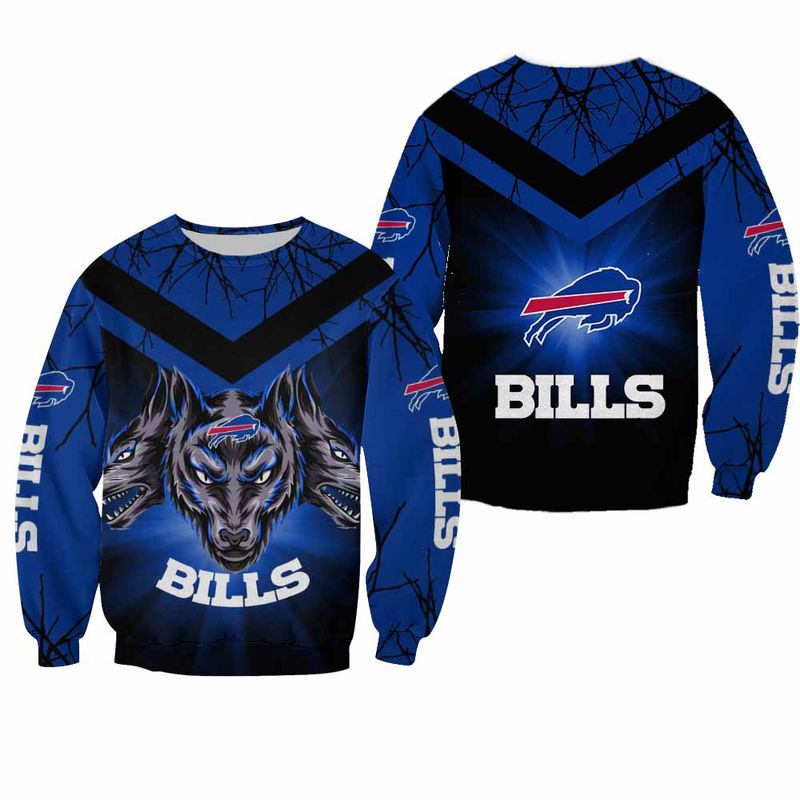 Buffalo Bills Shadow Wolf All Over Print Sweatshirt