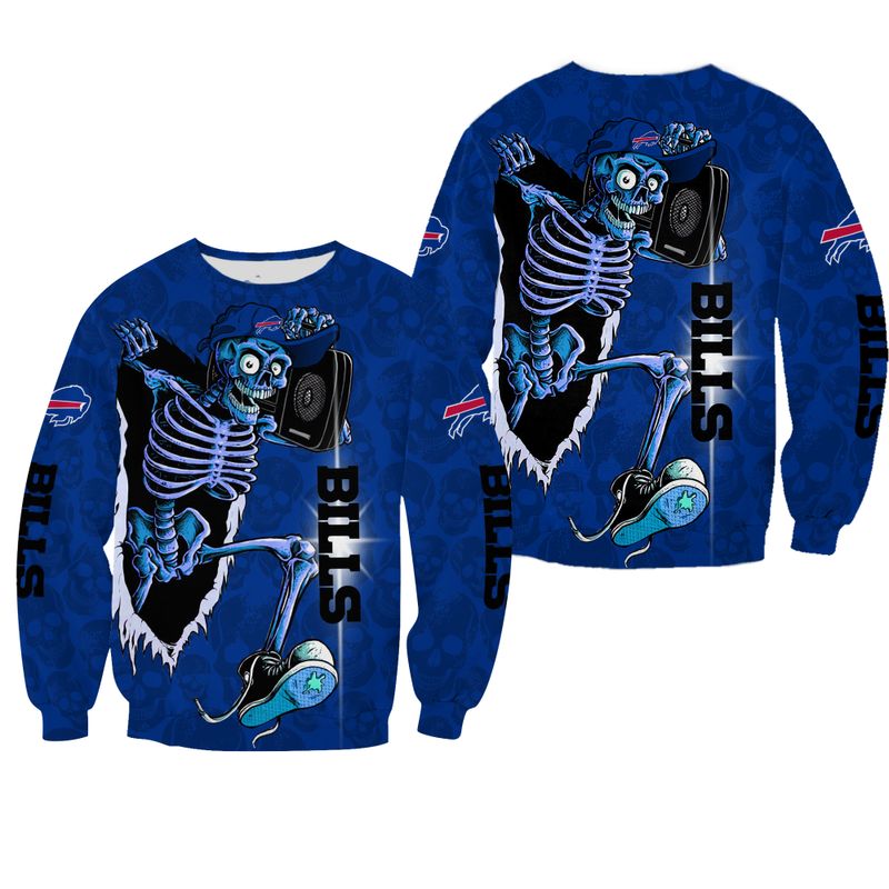 Buffalo Bills Skeleton DJ All Over Print Sweatshirt