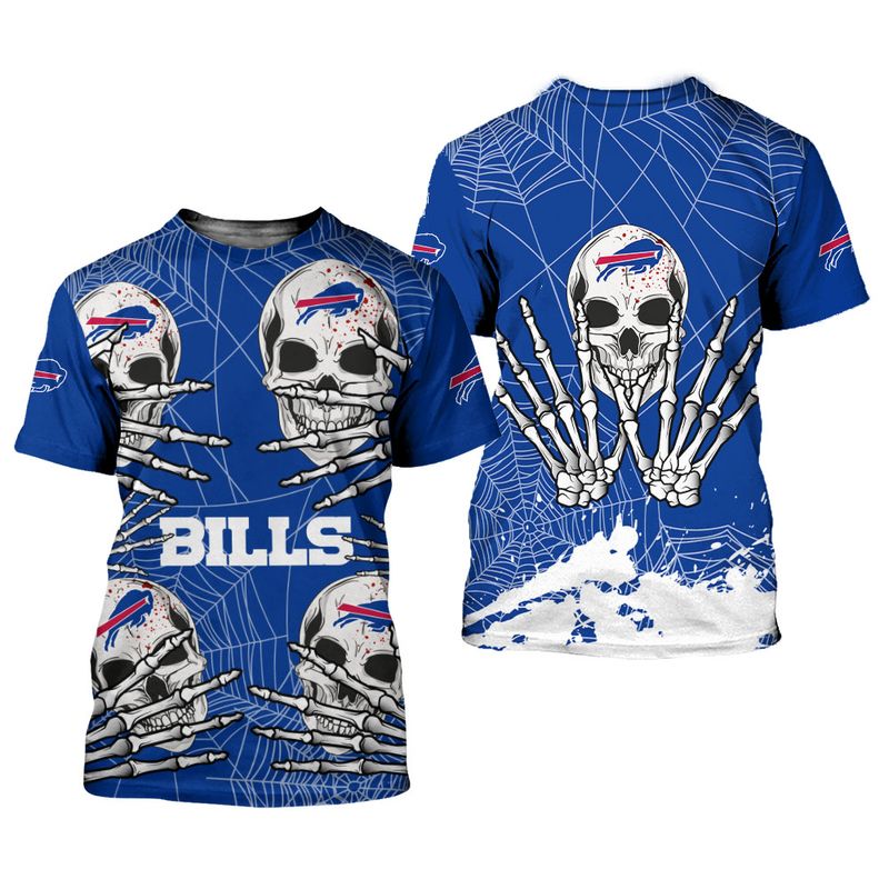 Buffalo Bills Skeleton Skull Web All Over Print Shirt