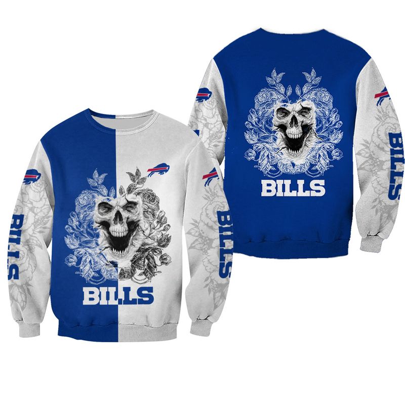 Buffalo Bills Skull Floral Gothic All Over Print Sweatshirt