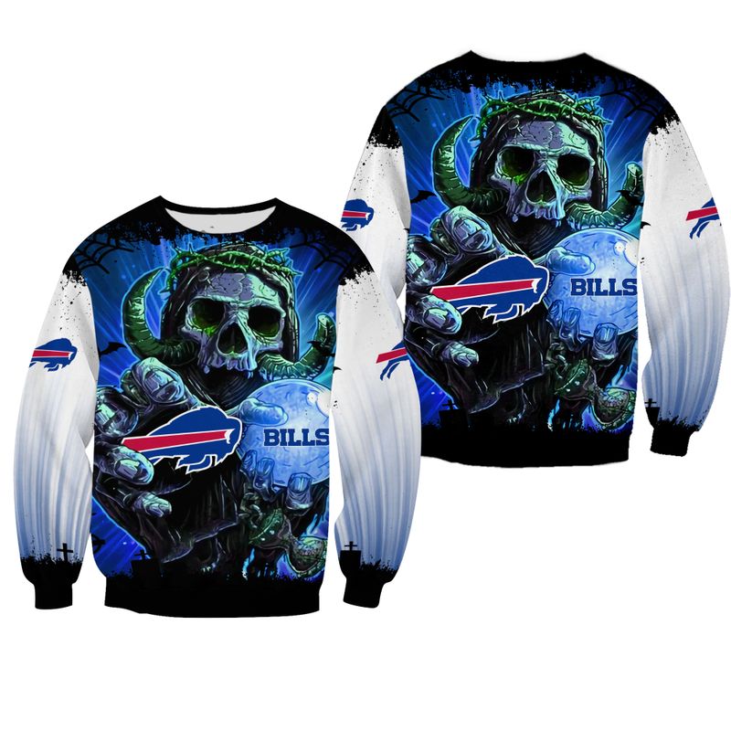 Buffalo Bills Skull Halloween Mystic Reaper Sweatshirt