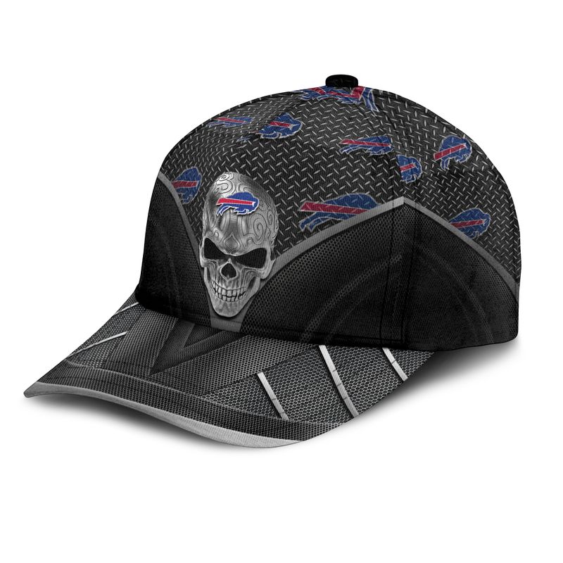 Buffalo Bills Skull Pattern Allover Print Baseball Cap left side