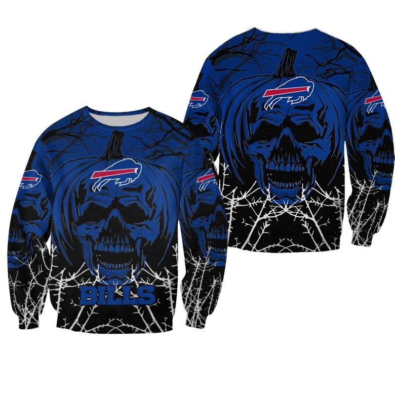 Buffalo Bills Skull Pumpkin Halloween Sweatshirt