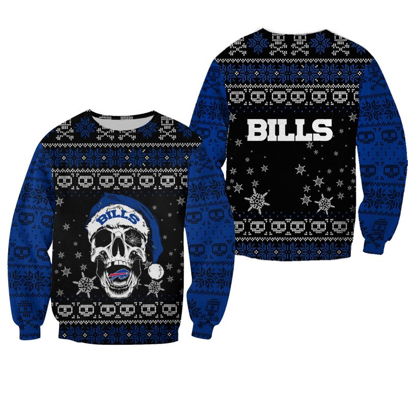 Buffalo Bills Skull Santa Ugly Christmas Sweatshirt