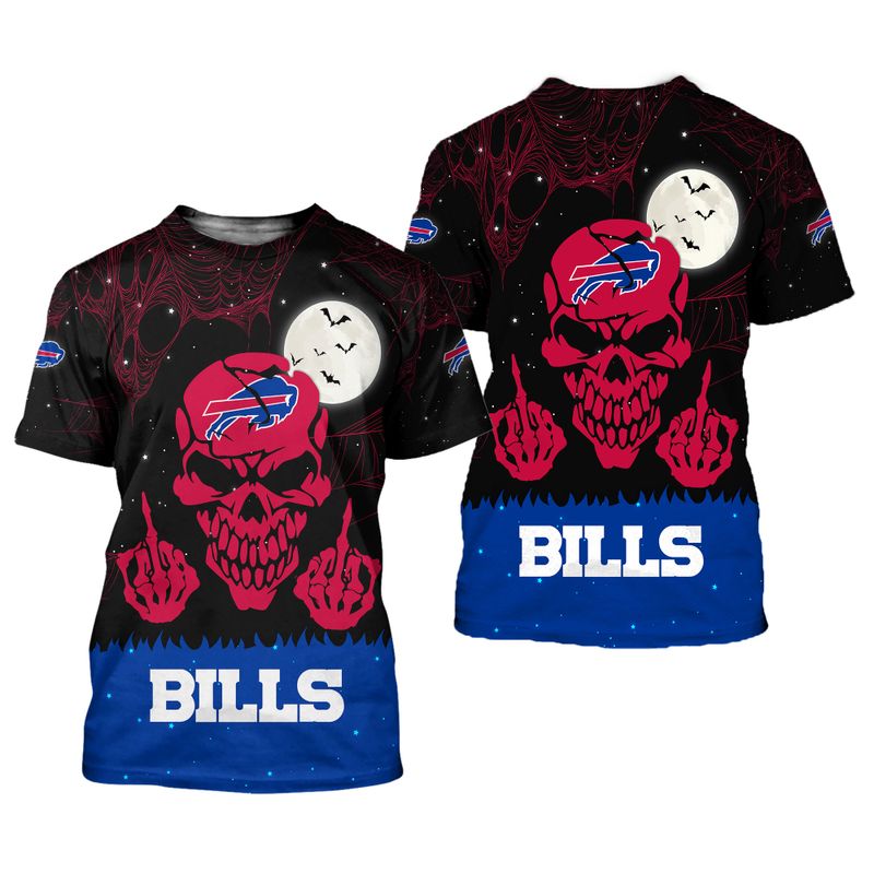 Buffalo Bills Skull with Middle Fingers Halloween Shirt