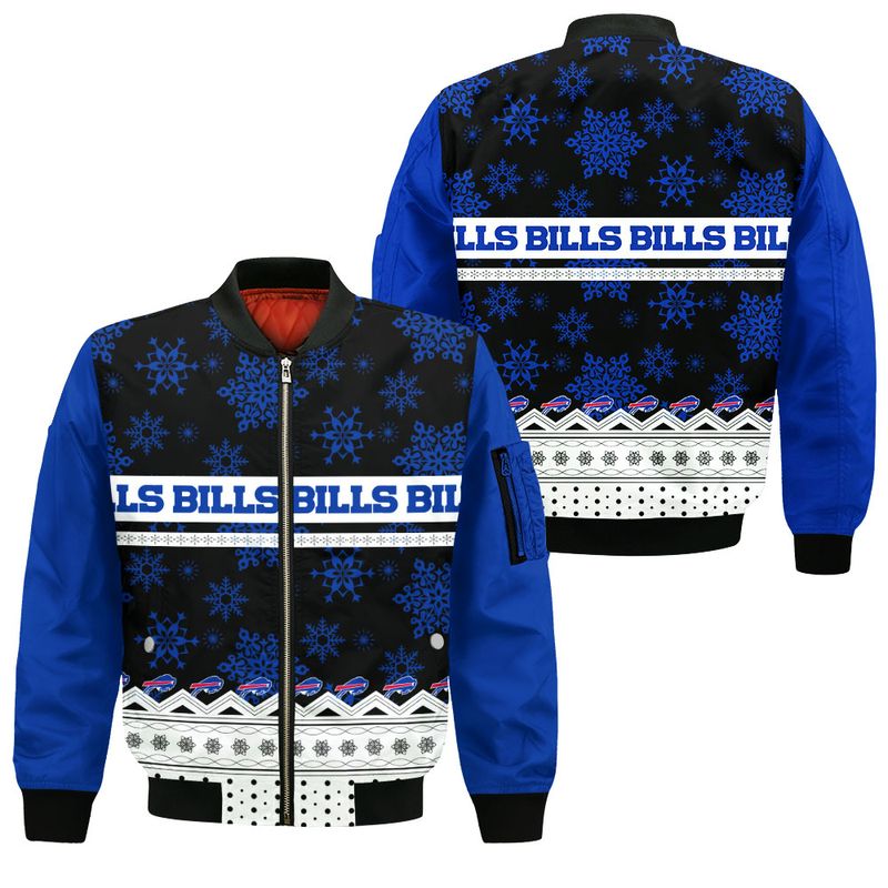 Buffalo Bills Snowflake Ugly Christmas Bomber Jacket