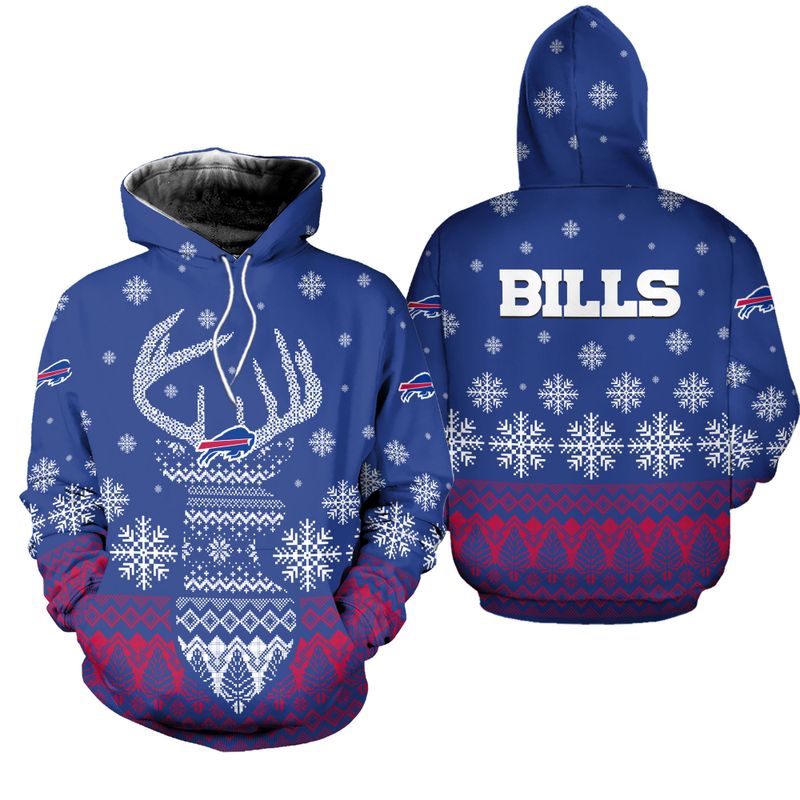Buffalo Bills Snowy Antlers Holiday Hoodie