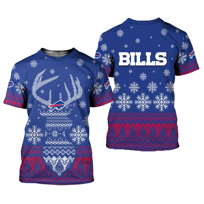Buffalo Bills Snowy Antlers Holiday Shirt