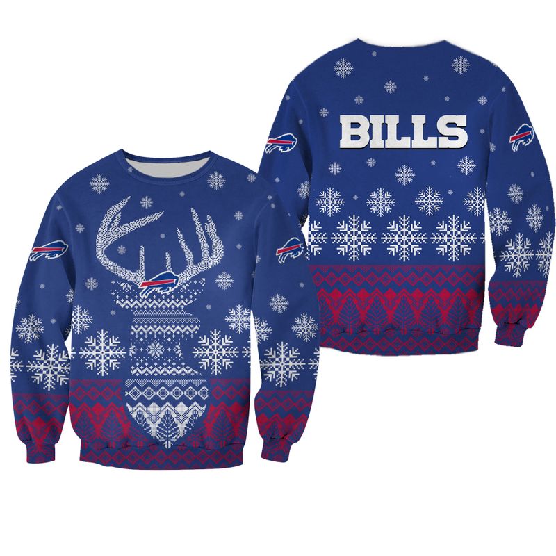 Buffalo Bills Snowy Antlers Holiday Sweatshirt