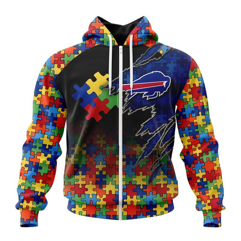 Buffalo Bills Special Autism Awareness Design Zip Hoodie