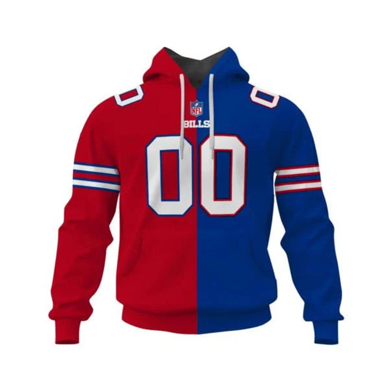Buffalo Bills Split Color Jersey All Over Print Hoodie
