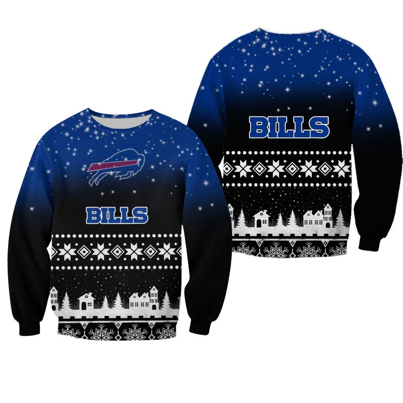 Buffalo Bills Starry Night Winter Village Sweatshirt