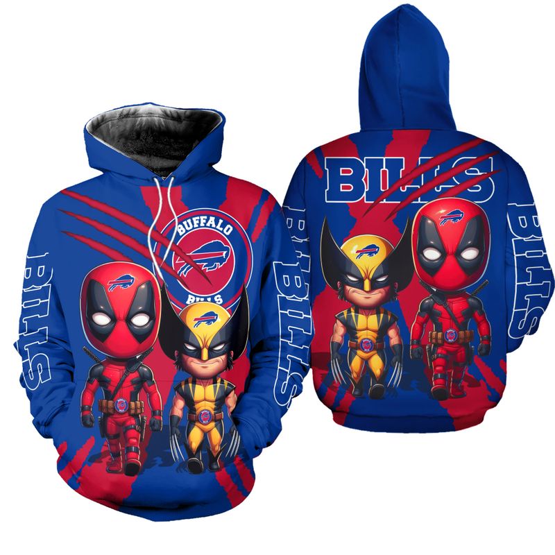 Buffalo Bills Superhero Deadpool&Wolverines Hoodie
