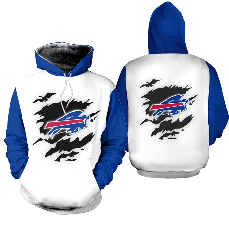 Buffalo Bills Torn Logo All Over Print Hoodie