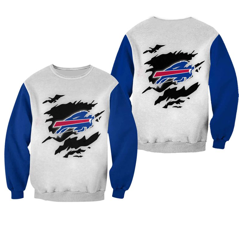 Buffalo Bills Torn Logo All Over Print Sweatshirt