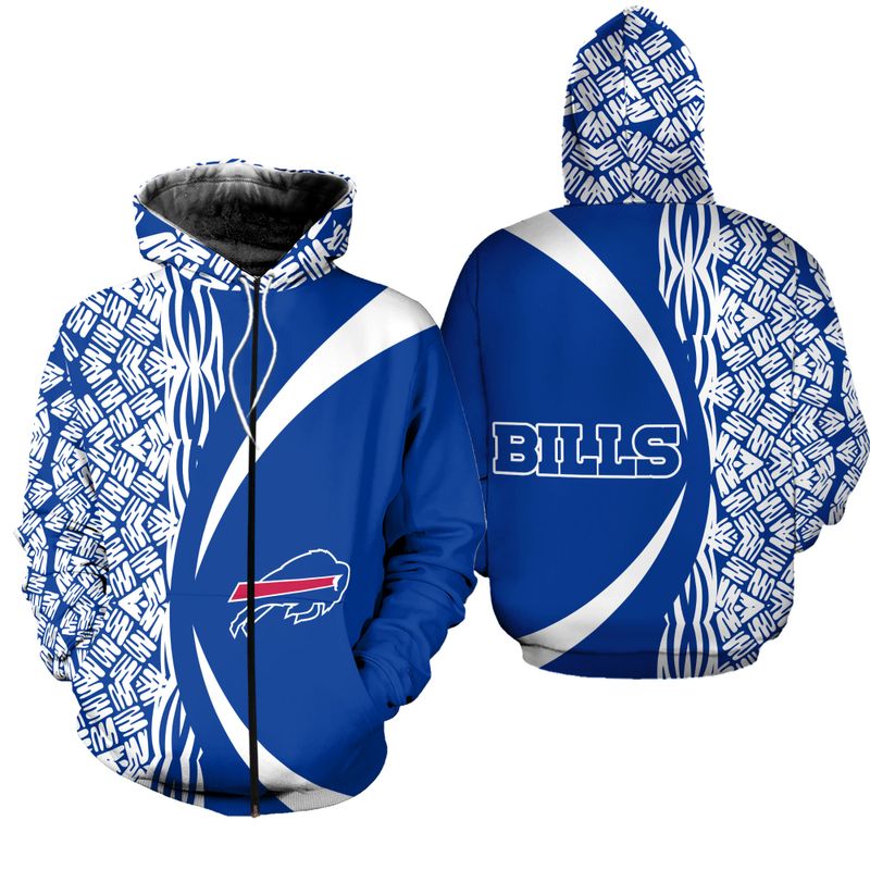 Buffalo Bills Tribal Wave All Over Print Zip Hoodie