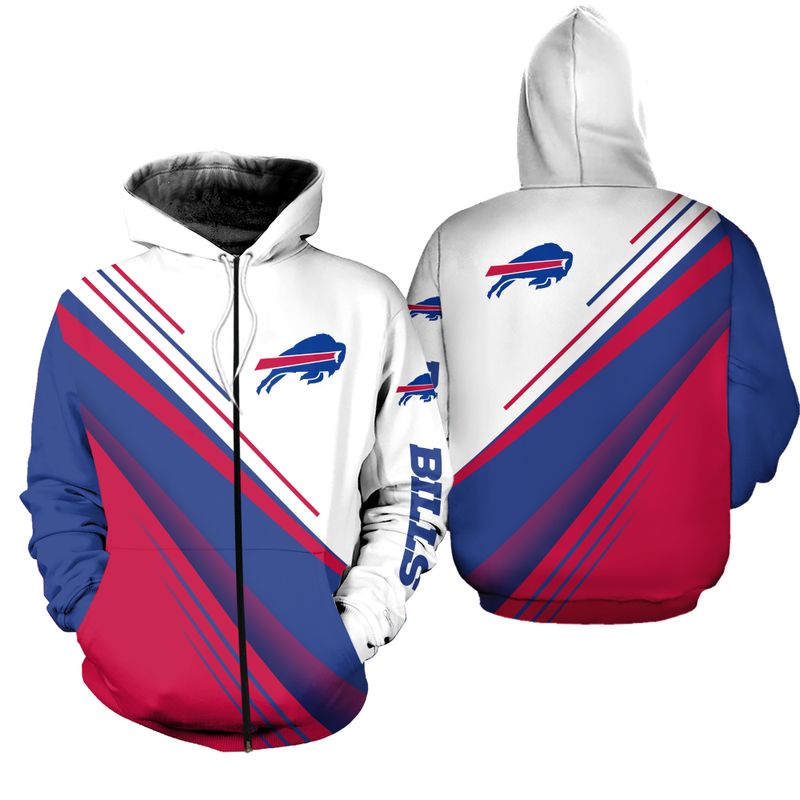 Buffalo Bills Velocity Stripes All Over Print Zip Hoodie