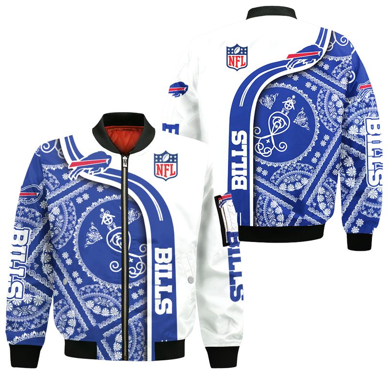 Buffalo Bills White Bandana Swirl Bomber Jacket