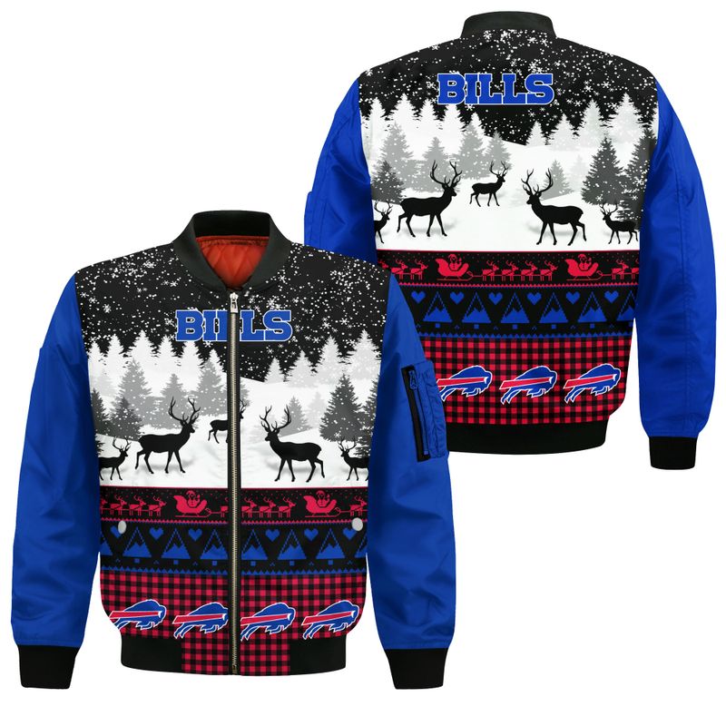 Buffalo Bills Winter Wonderland Reindeer Bomber Jacket