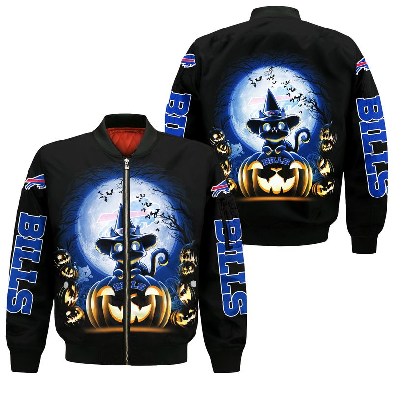 Buffalo Bills Witch Cat Halloween All Over Print Bomber Jacket