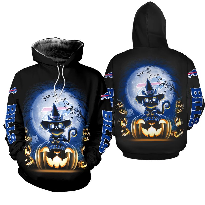 Buffalo Bills Witch Cat Halloween All Over Print Hoodie