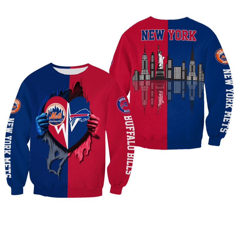 New York Mets vs Buffalo Bills All Over Print Sweatshirt