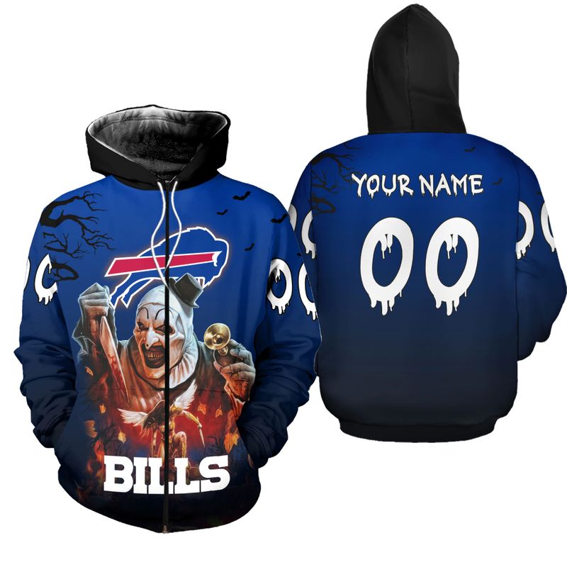 Personalized Buffalo Bills Horror Terrifier Ghoulish Zip Hoodie
