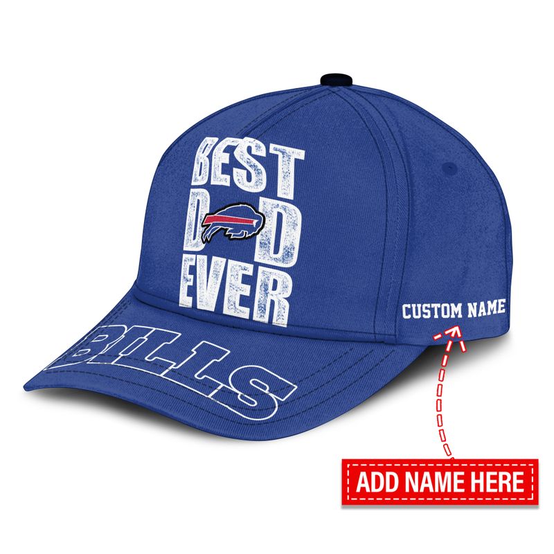Personalized Name Buffalo Bills Best Dad Ever Baseball Cap left side