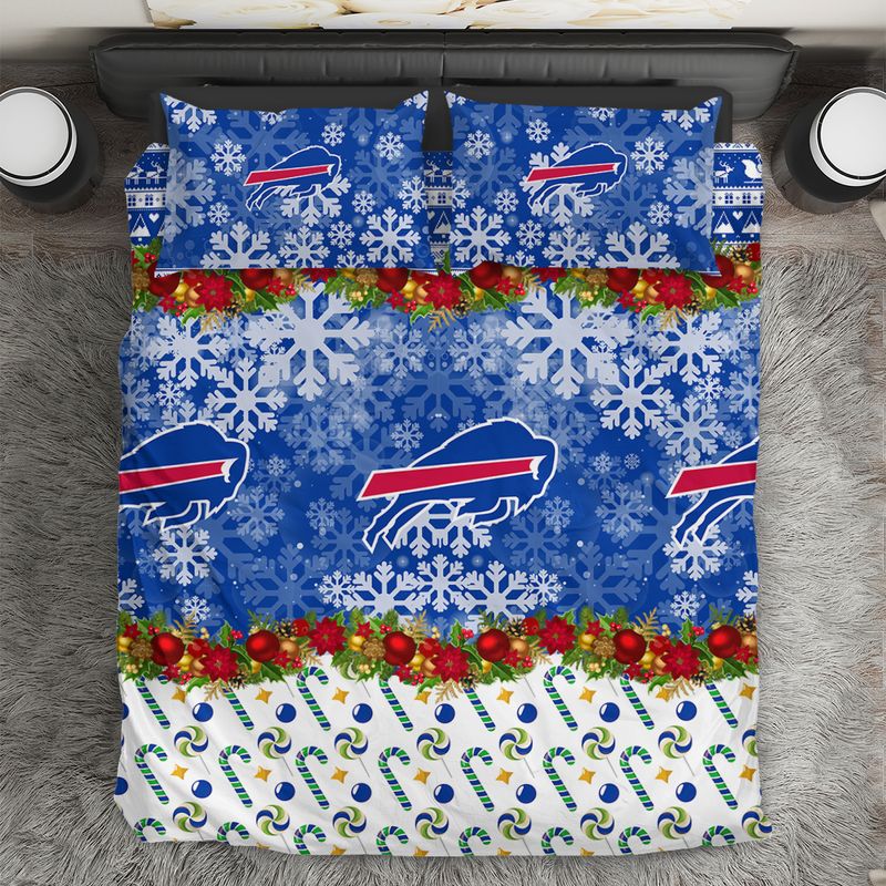 Buffalo Bills Candy Cane Christmas Bedding Set