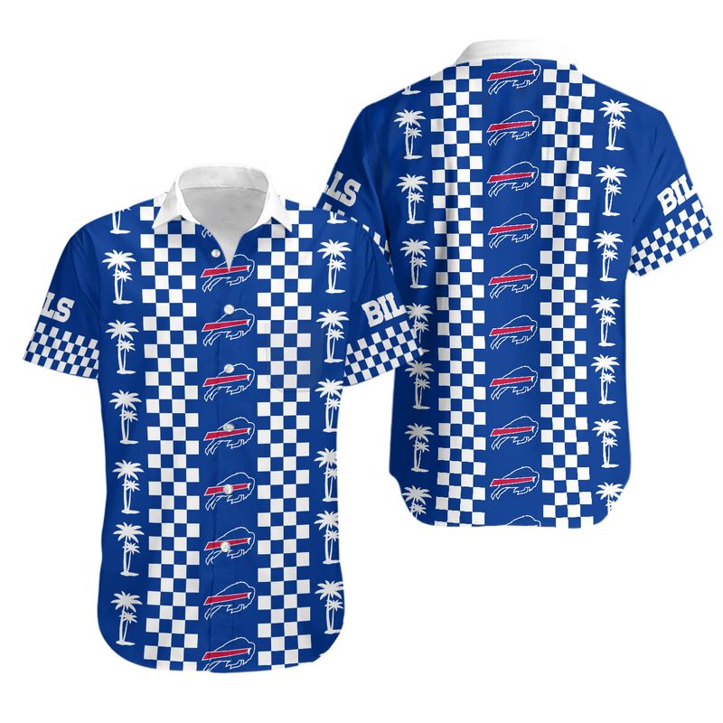 Buffalo Bills Checkered Palm Hawaiian Shirt