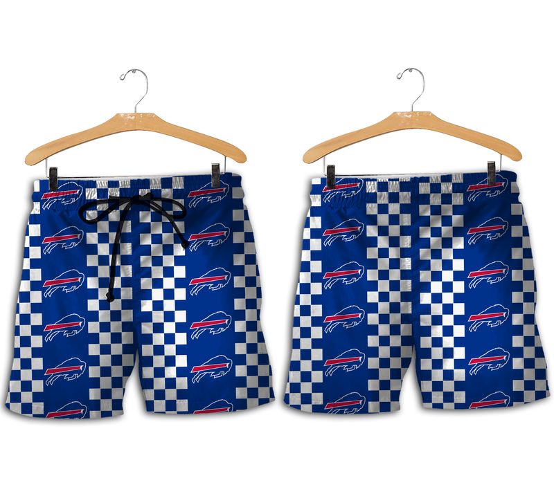 Buffalo Bills Checkered Palm Hawaiian Short