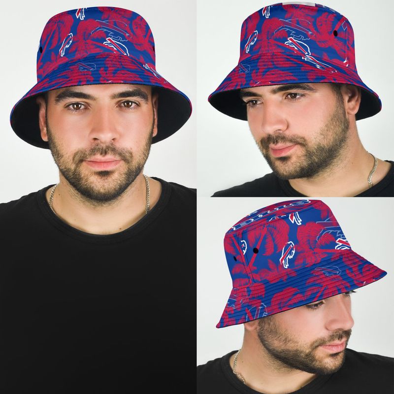 Buffalo Bills Coconut Tree Pattern All Over Print Bucket Hat man