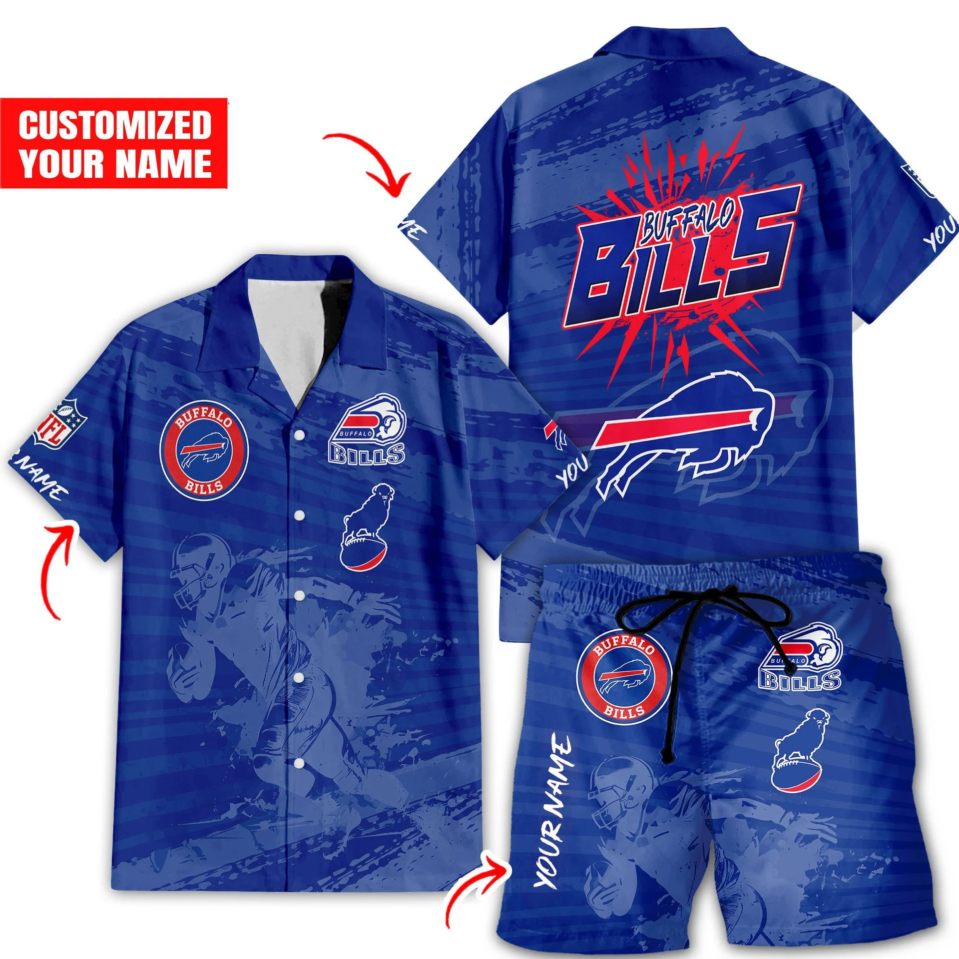 Buffalo Bills Custom Name Jersey Hawaiian Shirt