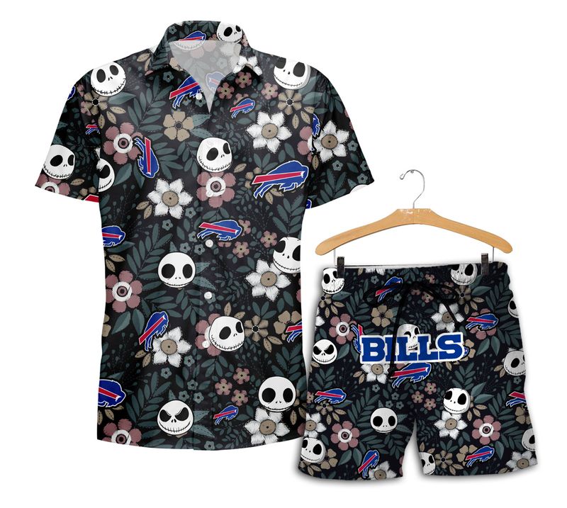 Buffalo Bills Cute Skeleton Pattern Hawaiian Shirt With Short