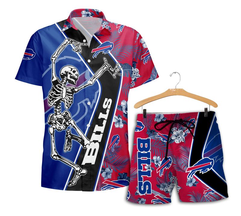 Buffalo Bills Dancing Skull Hawaiian Shirt with Short