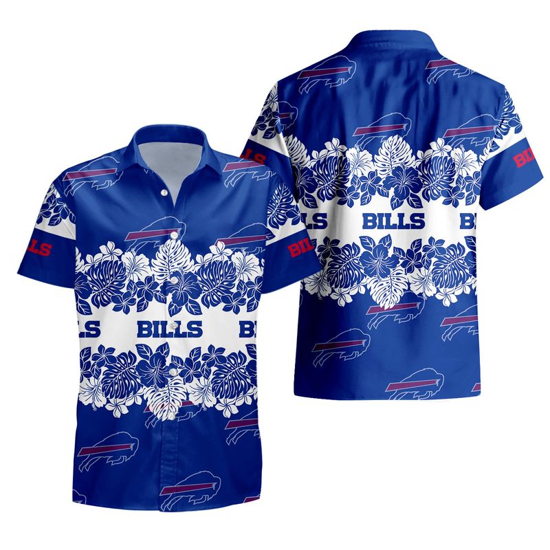 Buffalo Bills Floral Stripe Hawaiian Shirt