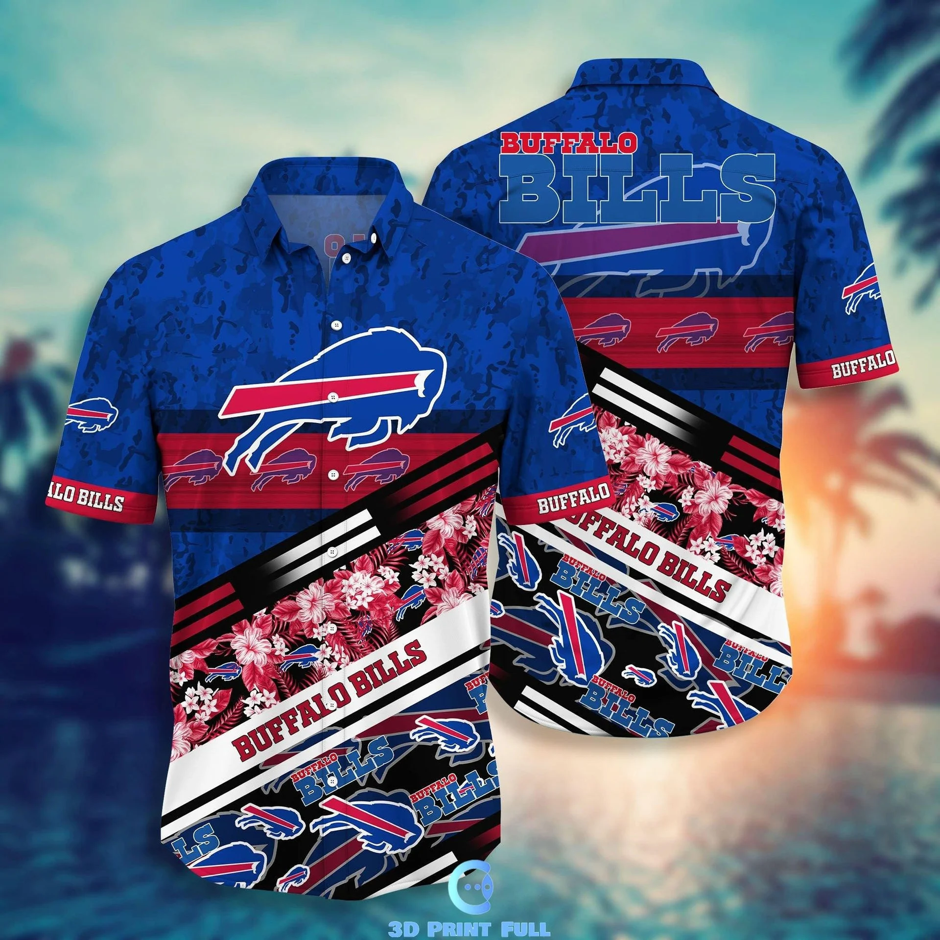 Buffalo Bills Floral Stripes Hawaiian Shirt