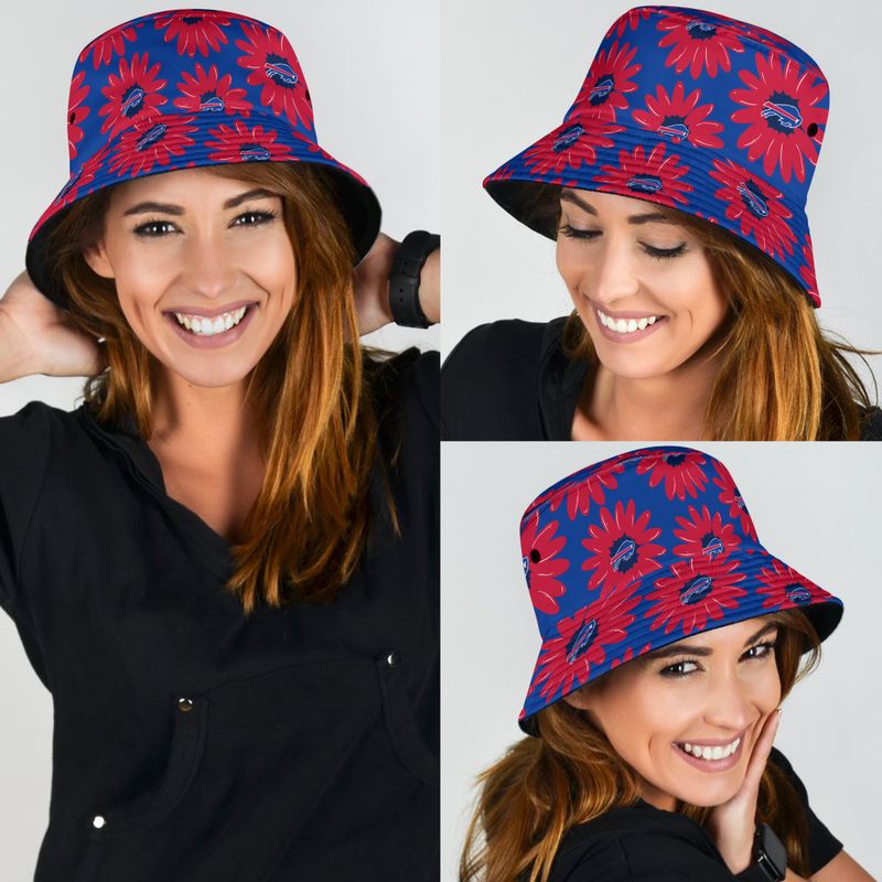 Buffalo Bills Flower Pattern Bucket Hat women